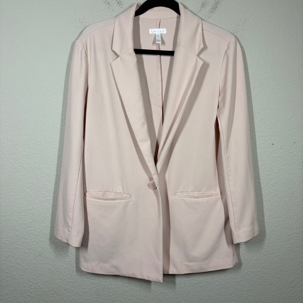 Leith Womens XS Single Breasted Blazer Jacket Light Pink One Button Pockets